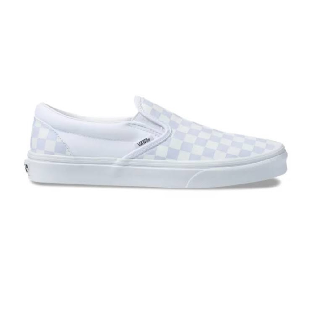 White Checkered Slip on Vans